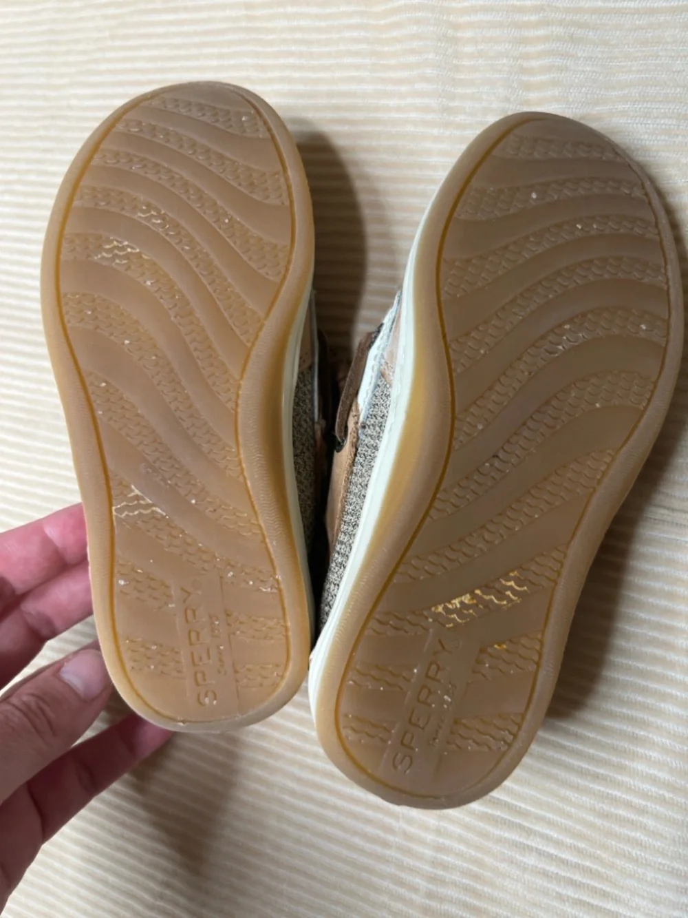 Sperry Kids Tan and Brown Moccasin Boat Shoes